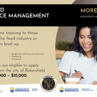 Bakersfield Foodservice Management Program at CSUB graphic with details