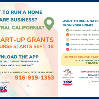 Nurture child care training program in English and Spanish graphic