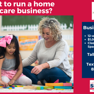 Nurture child care training program with two children and a Hispanic woman playing with them